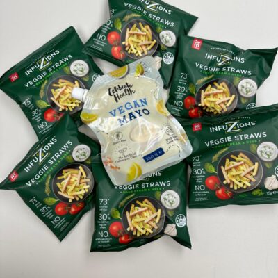 【蛋奶素食組合】Celebrate Health & Infuzions -  純素食生酮蛋黃醬 (250毫升) 和蔬菜脆條六小包 (@15克)